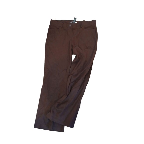 Tapata chocolate brown pull on knit pants sz XL front back pockets Bootcut rayon - Picture 1 of 3